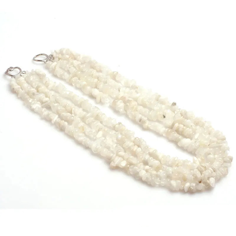 White Multi Strands Assorted Chips Beaded Jewelry