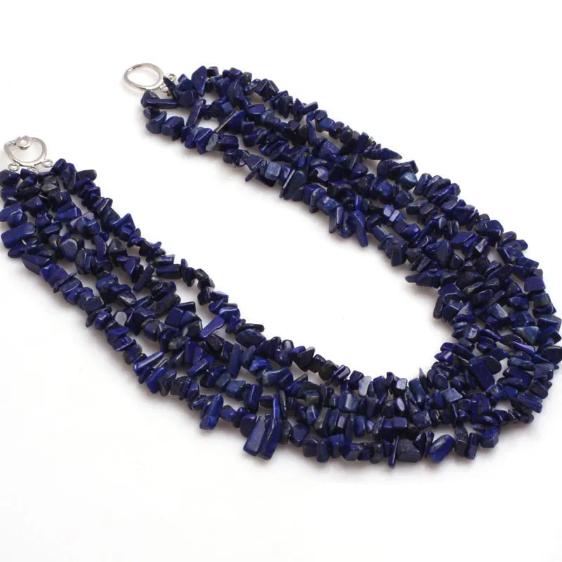 Blue Multi Strands Assorted Chips Beaded Jewelry