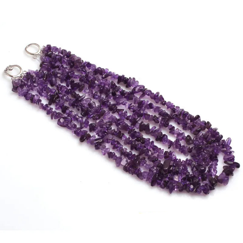 Purple Multi Strands Assorted Chips Beaded Jewelry