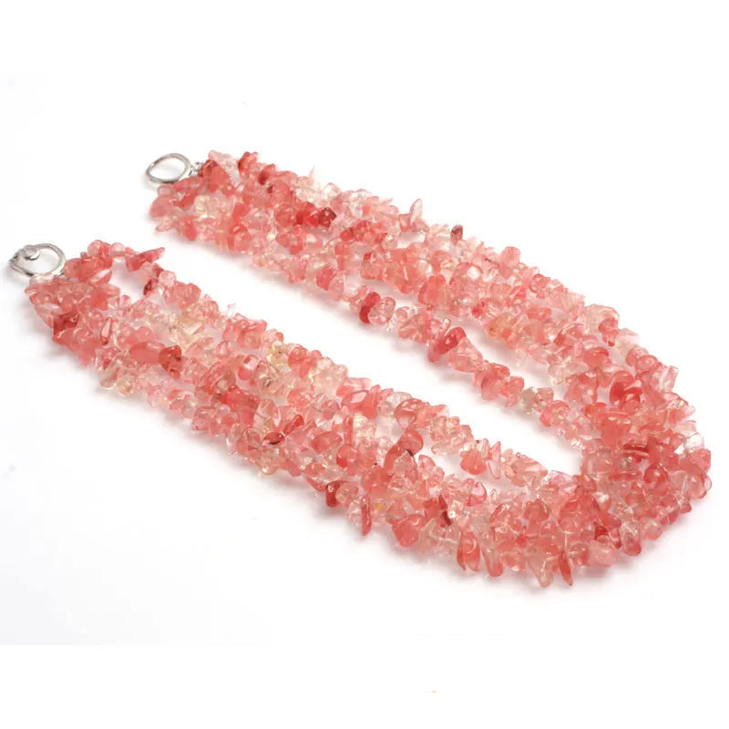 Pink Multi Strands Assorted Chips Beaded Jewelry
