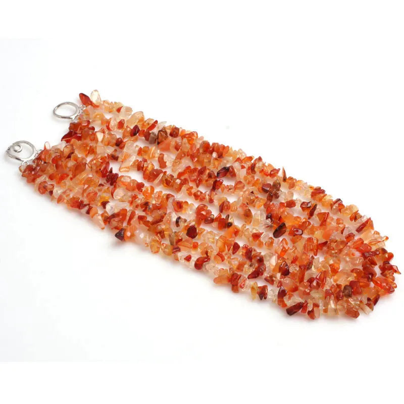Red Multi Strands Assorted Chips Beaded Jewelry