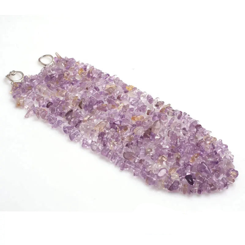 Purple Multi Strands Assorted Chips Beaded Jewelry