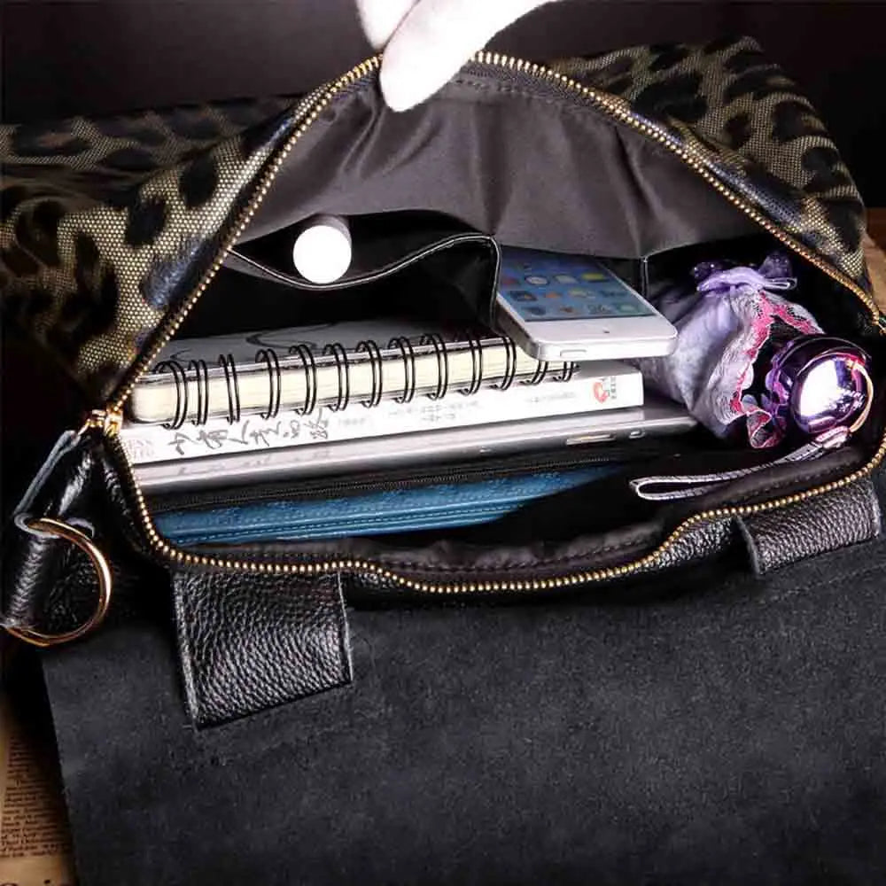 Natural Leather Handbag Compartment