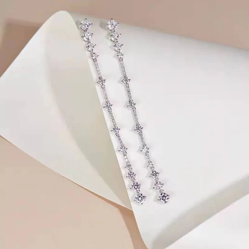 Needle Long Dangle Earrings