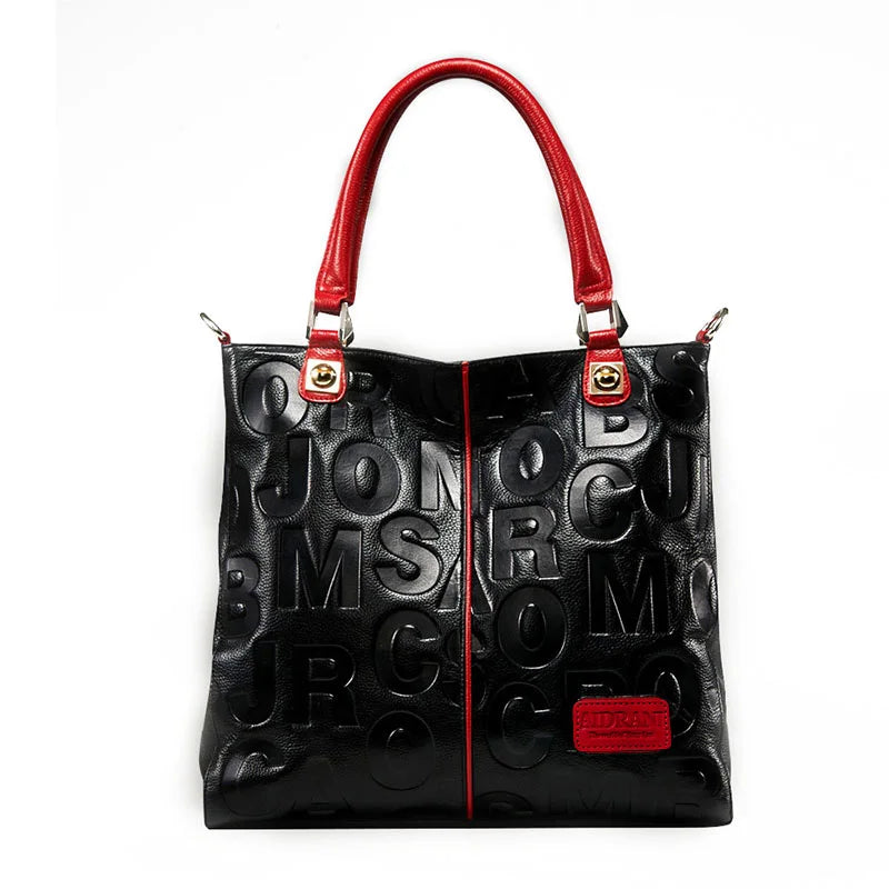 Soft Cowhide Large Capacity Handbag black