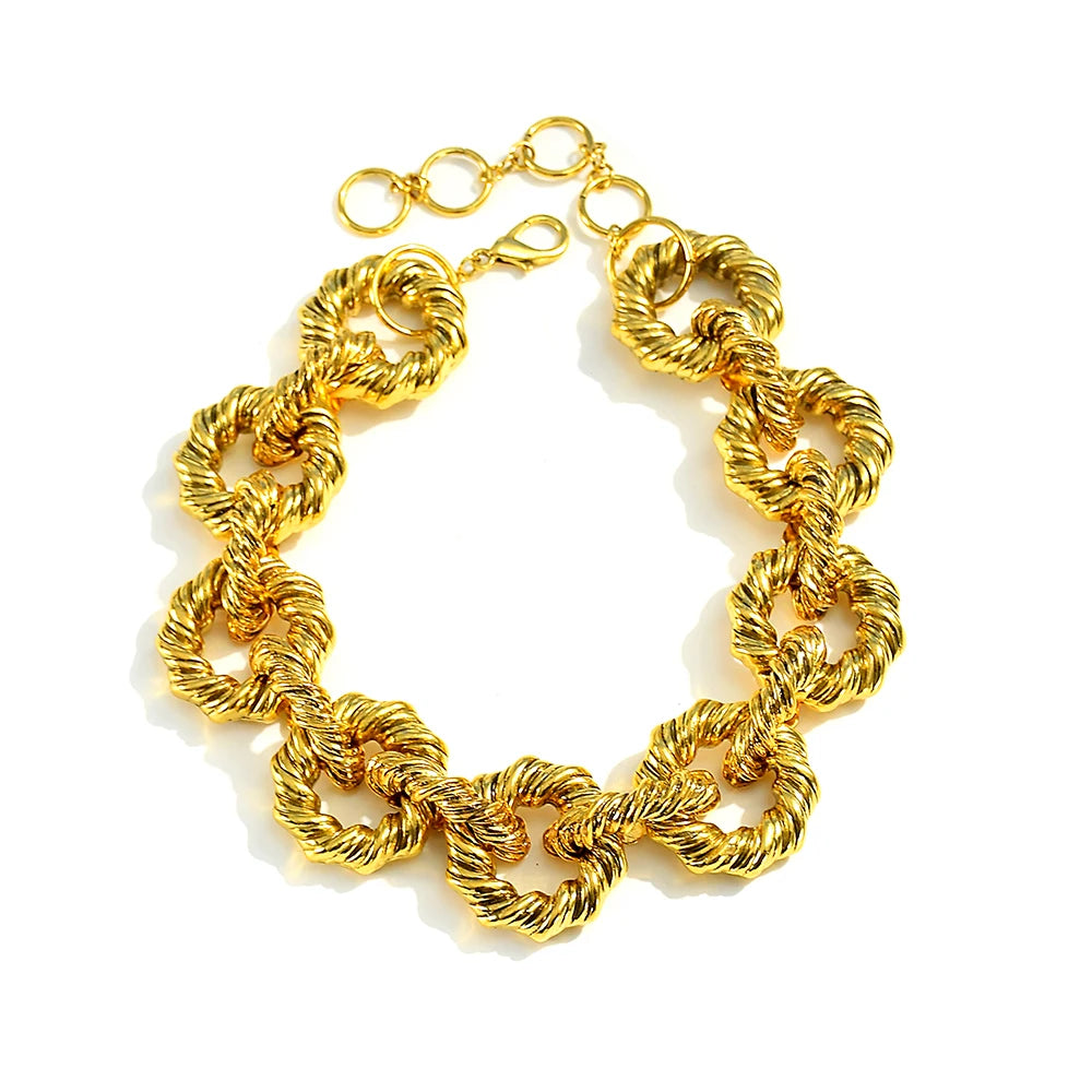 New Statement Luxury Gold Color Hoops Necklace