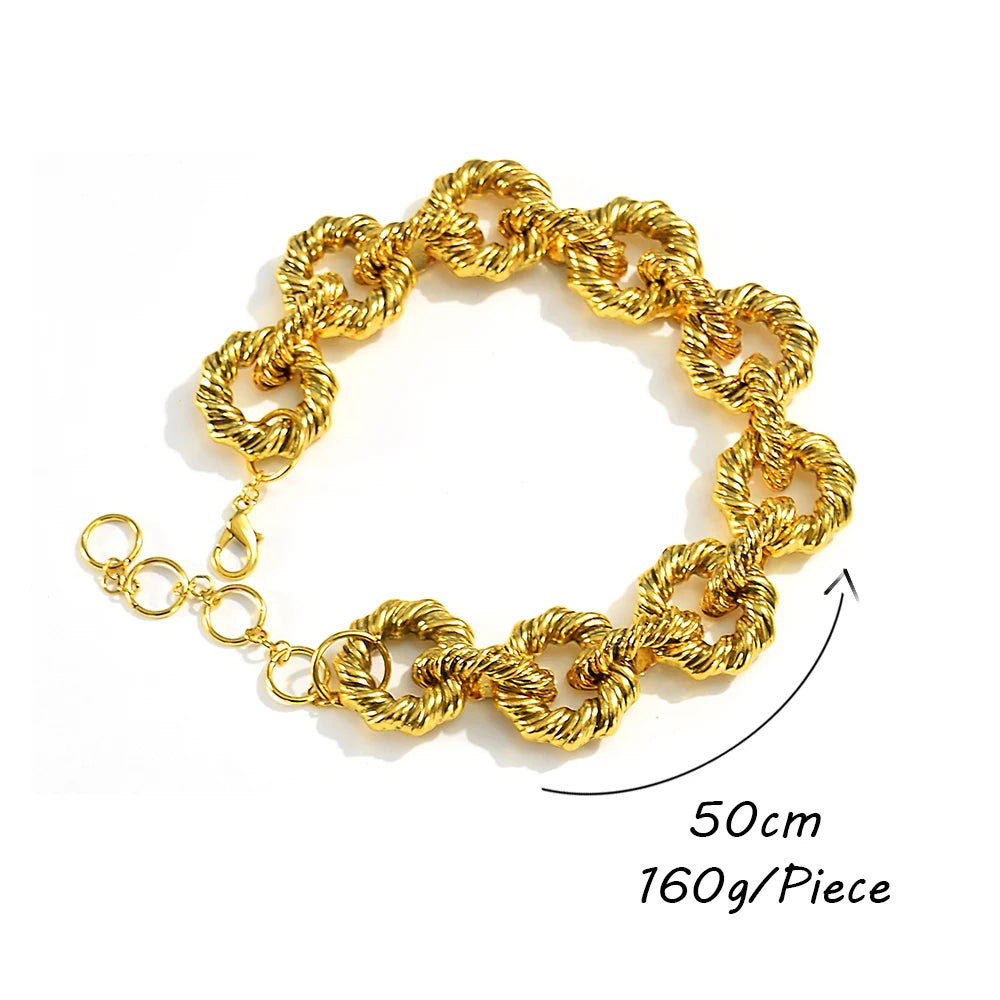 New Statement Luxury Gold Color Hoops Necklace