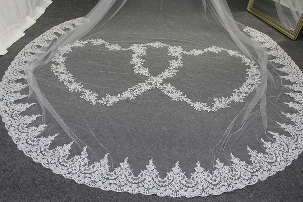 One Layer Wedding Veil heart design