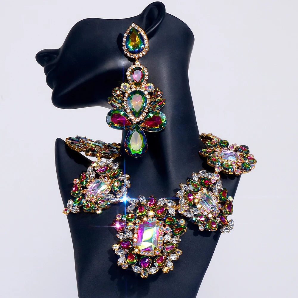 Party Accessories Rhinestone Necklace Earrings Set