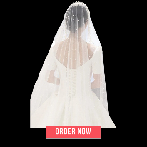 Pearl-Beaded Wedding Bridal Veil