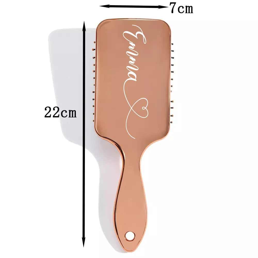 Personalized Rose Gold Hair Brush for Bride – Custom Bridal Hair Brush dimension