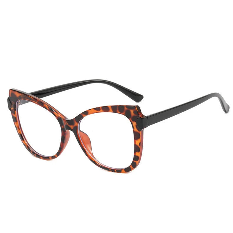 black leopard clear lens glasses
