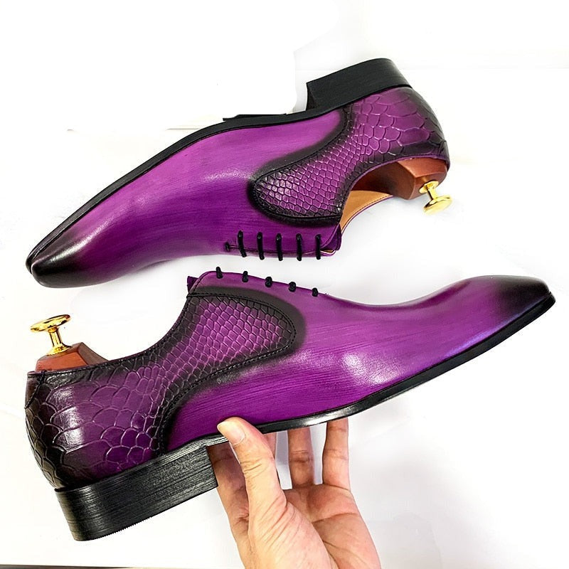 Purple-Black Snake Print Shoes