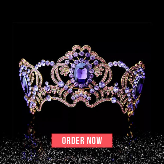 Purple Crystal Crown Tiara