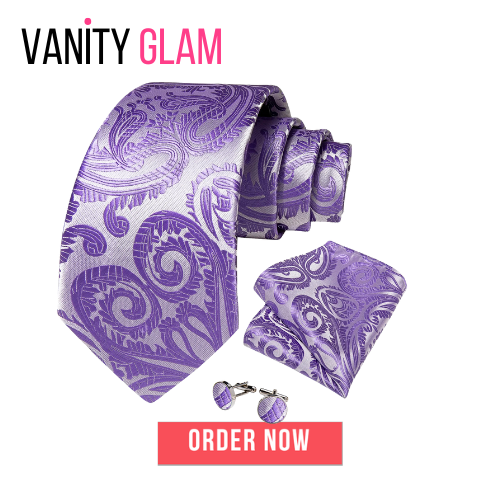 Purple Paisley 8cm Silk Tie Set