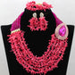 African coral beads bridal necklace and earrings jewelry set for Nigerian wedding