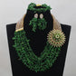 African coral beads bridal necklace and earrings jewelry set for Nigerian wedding