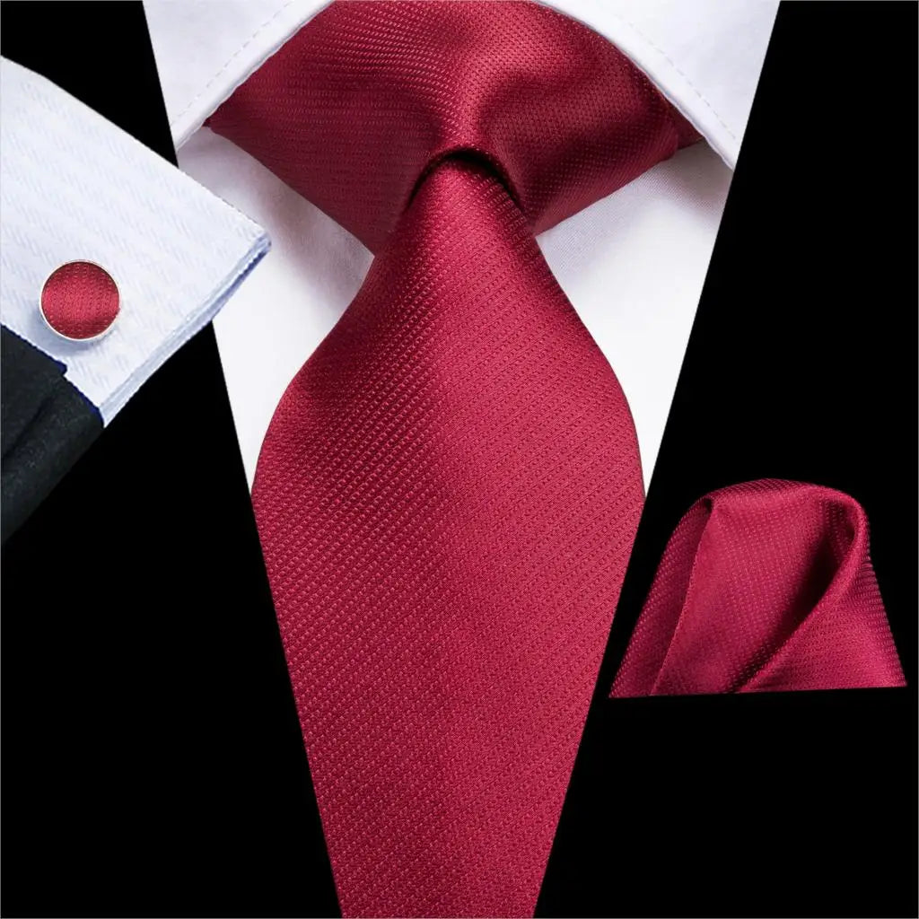 Red Burgundy Solid Silk Wedding Tie