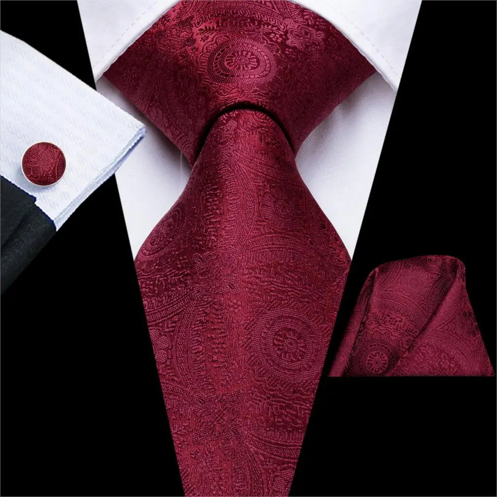 Red Burgundy Solid Silk Wedding Tie