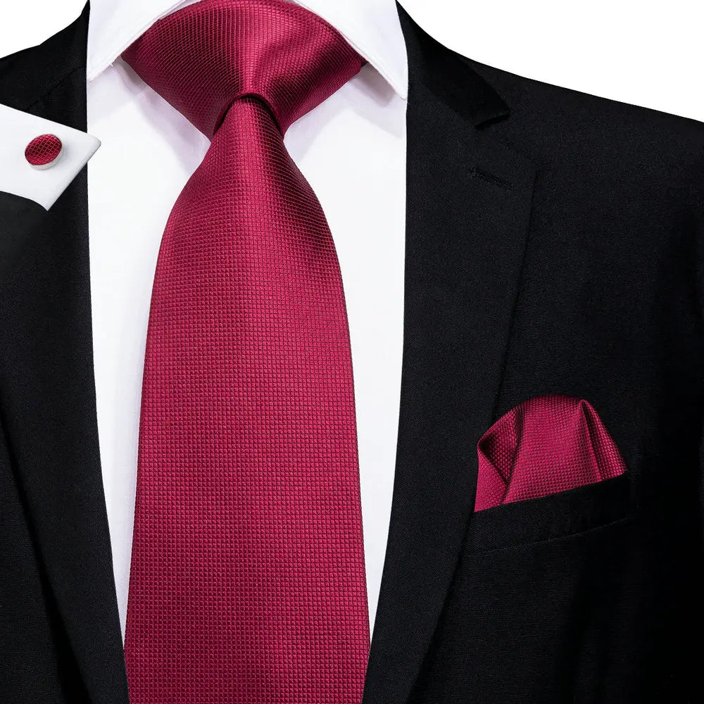 Red Burgundy Solid Silk Wedding Tie