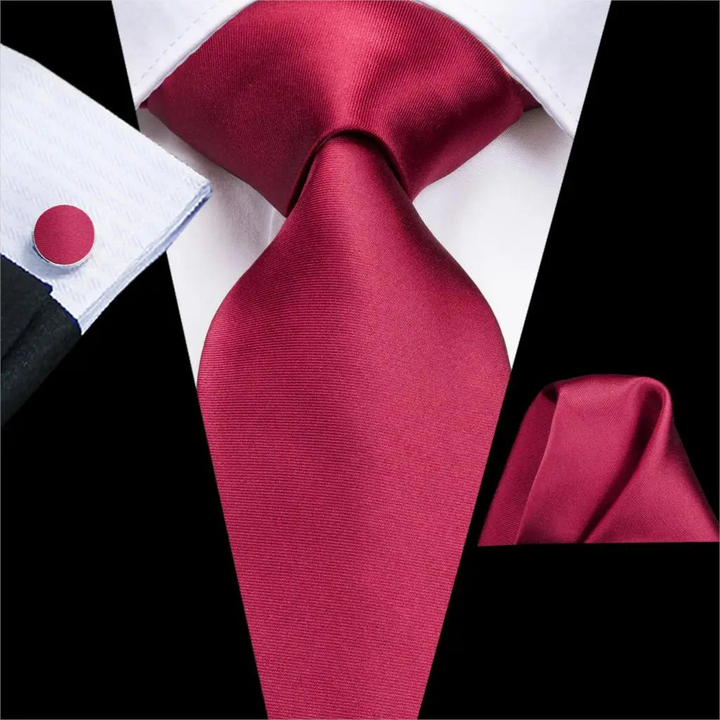 Red Burgundy Solid Silk Wedding Tie