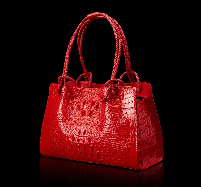 Red Crocodile Genuine Leather Handbags red