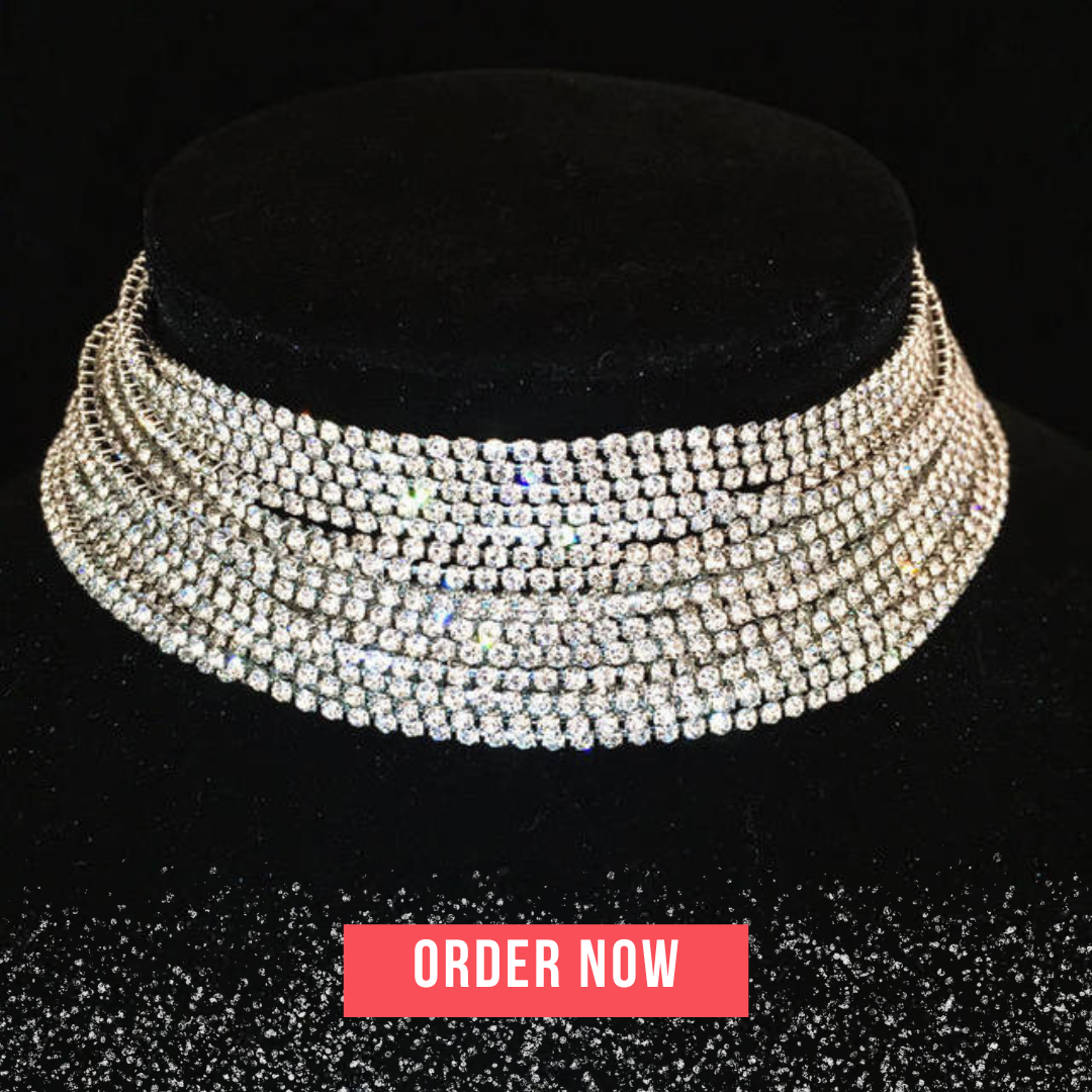 Rhinestone Choker Statement Necklace