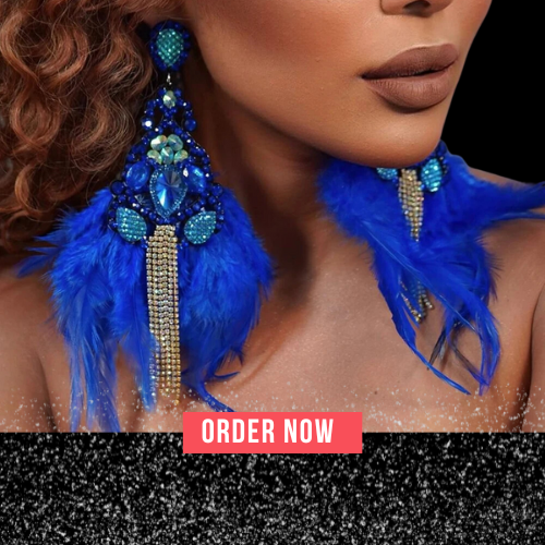 Rhinestone Feather Dangle Earrings