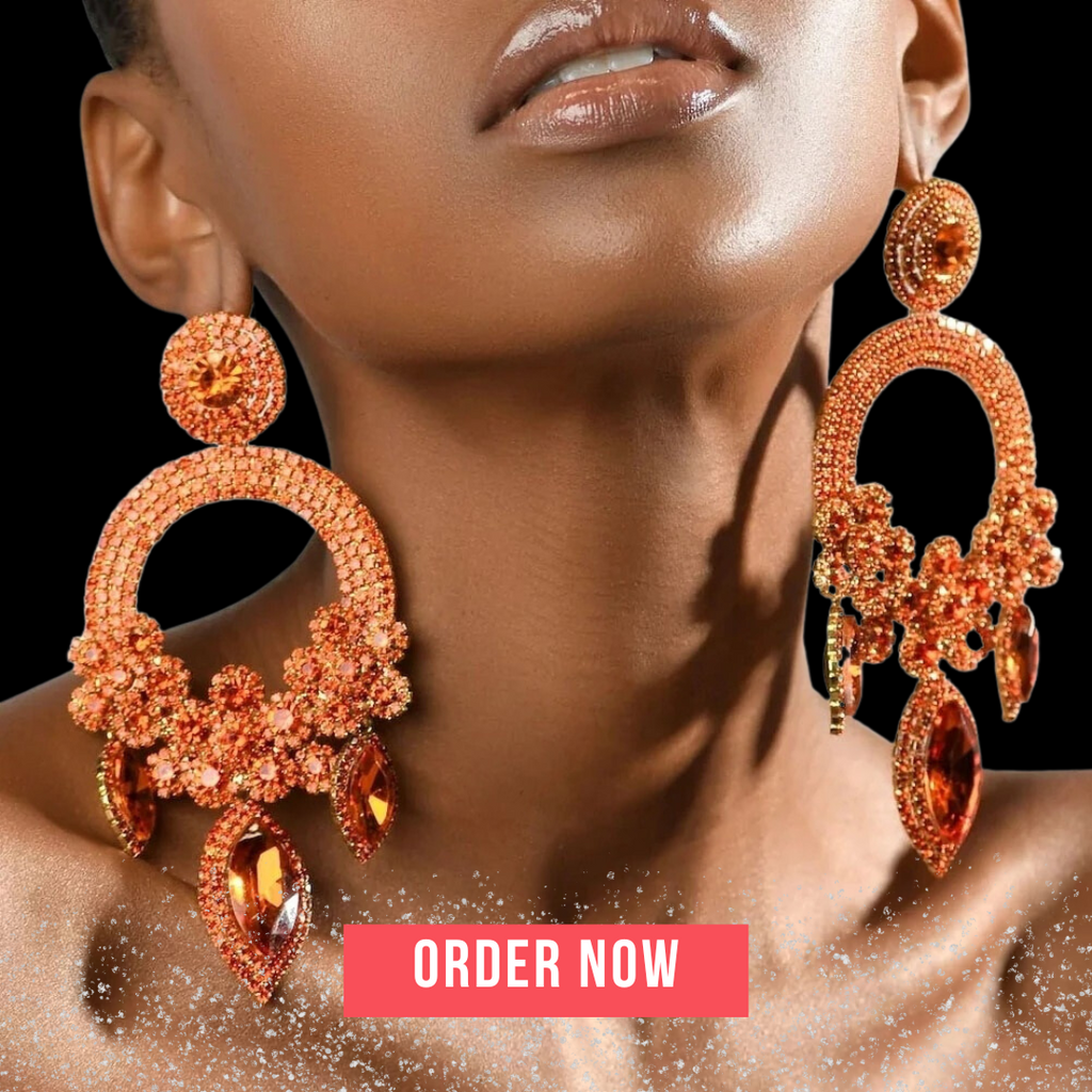 Rhinestone Flowers Dangling Earrings