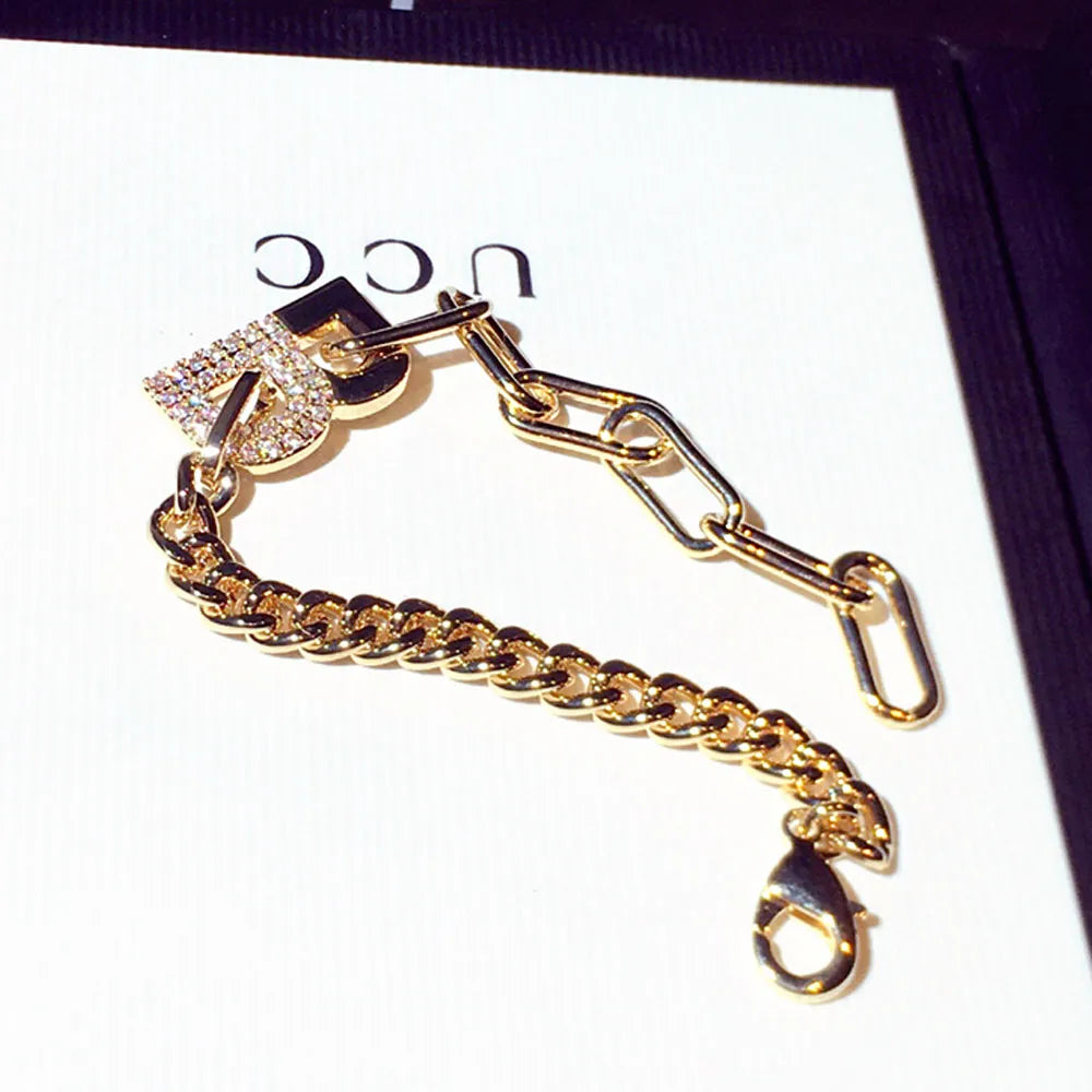 B Rhinestone Initial Luxe Charm Bracelet