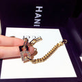 B Rhinestone Initial Luxe Charm Bracelet