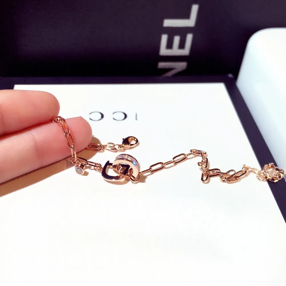 Rhinestone Initial Luxe Charm Bracelet