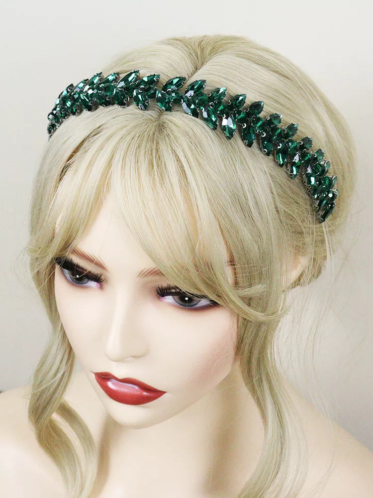 Green Rhinestones Wedding Tiara