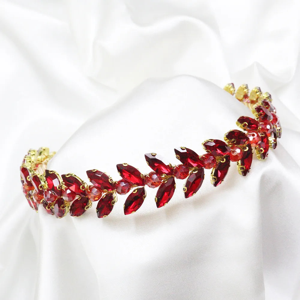 Red Rhinestones Wedding Tiara