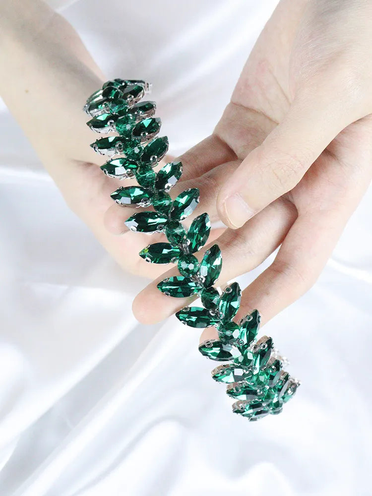 Green Rhinestones Wedding Tiara