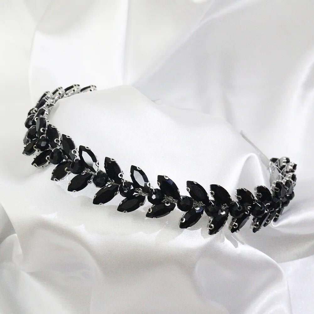 Black Rhinestones Wedding Tiara