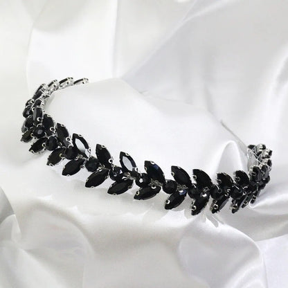 Black Rhinestones Wedding Tiara
