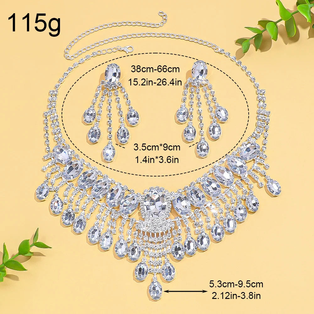 Round Crystal Tassel Jewelry Set