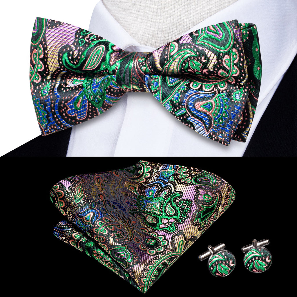 Men's Bowtie Jacquard Bow Tie Set