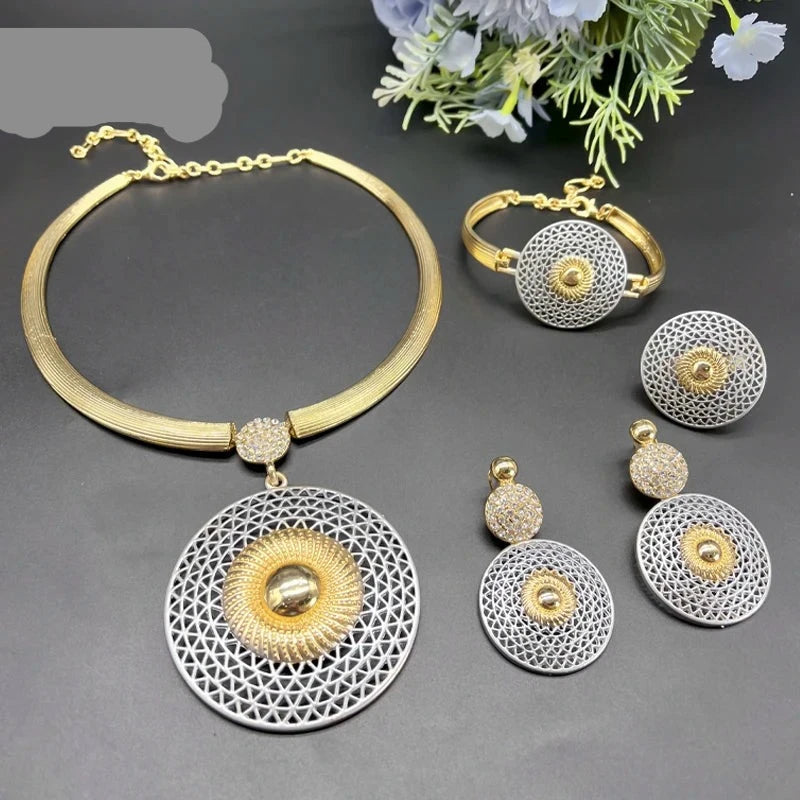 Gold Plated Large Round Jewelry Set