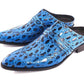 Blue Black Slip On Lizard Print Men Shoes