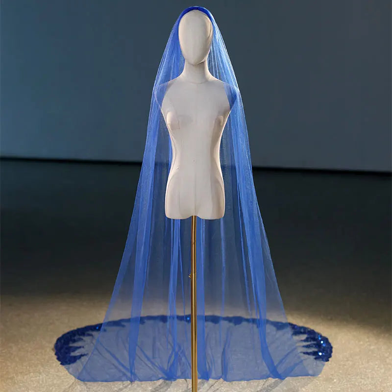 3M Long Blue Wedding Veil Vanity Glam 3M Long Blue Wedding Veil Vanity Glam