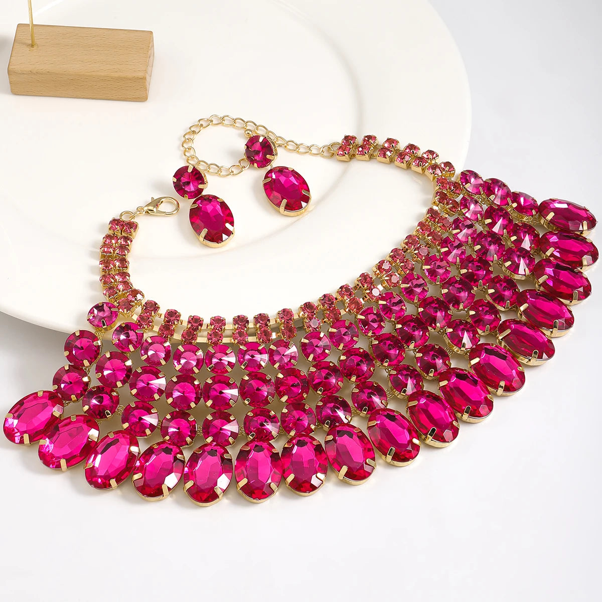 Exaggerated Style Rhinestone Jewelry Set