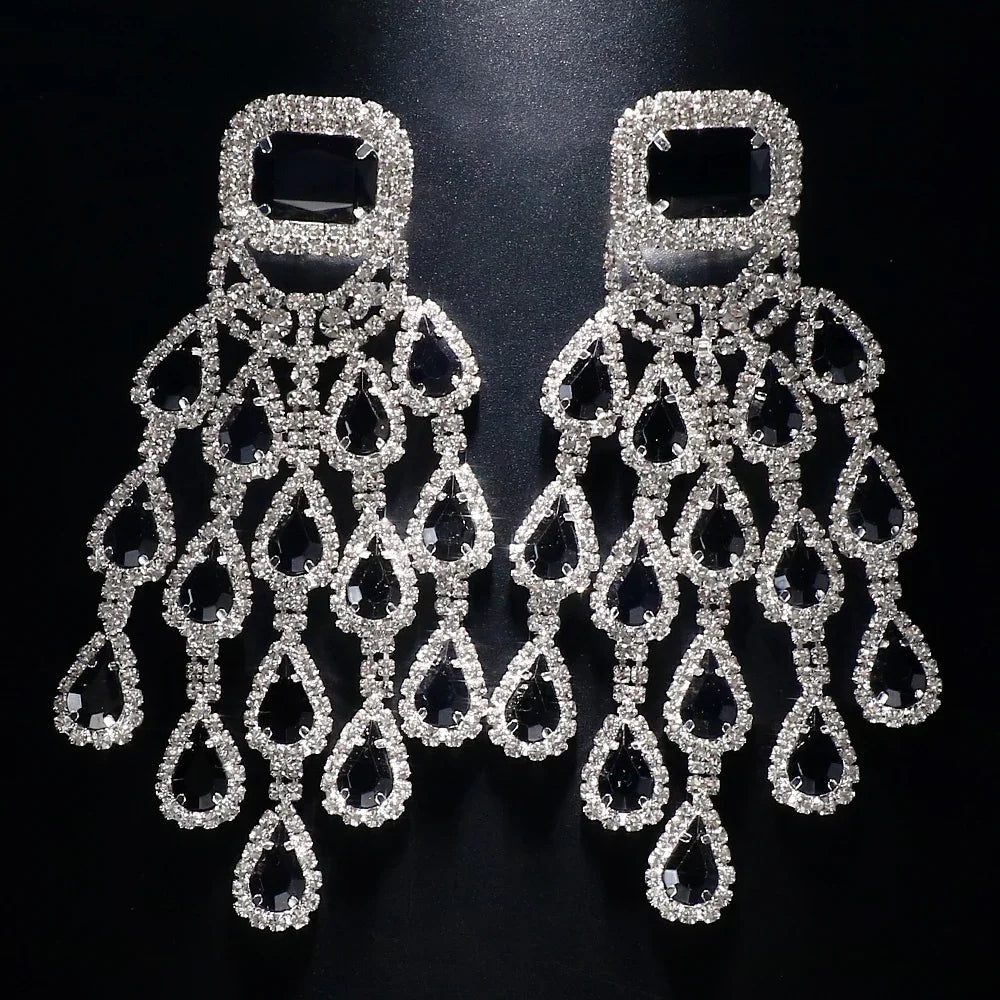 Elegant Bridal Crystal Tassel Earrings