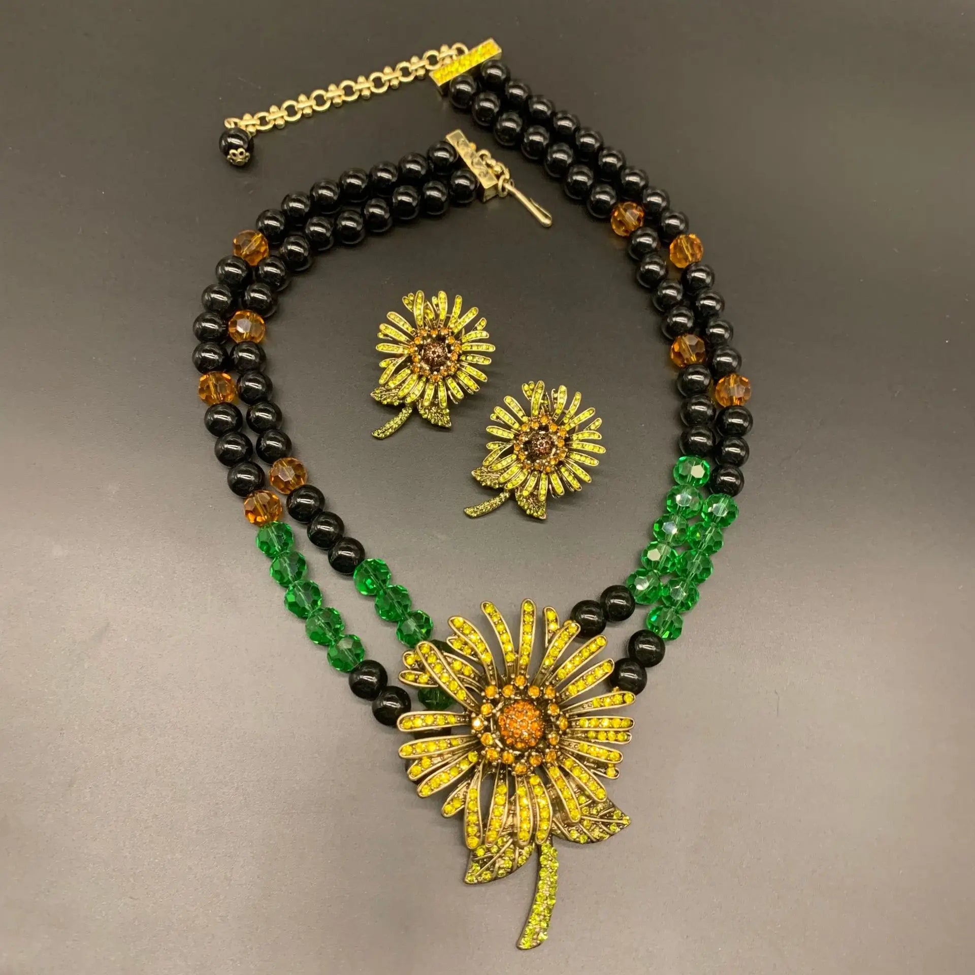 Medieval Rhinestone Sunflower Jewelry