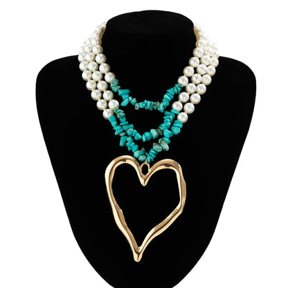 Exaggerated Pearl Bead Chain Necklace