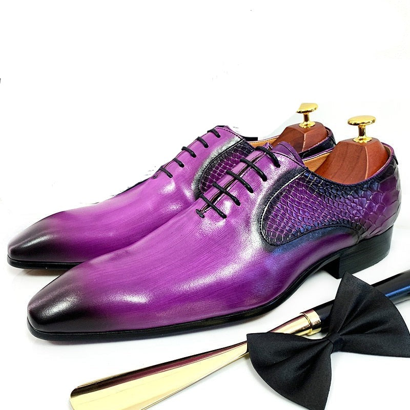 Purple-Black Snake Print Shoes