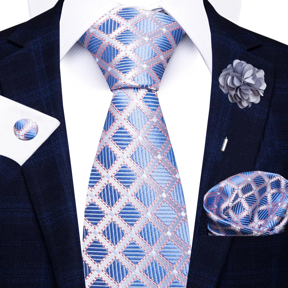 Red Stripe Tie Set for Men Formalwear