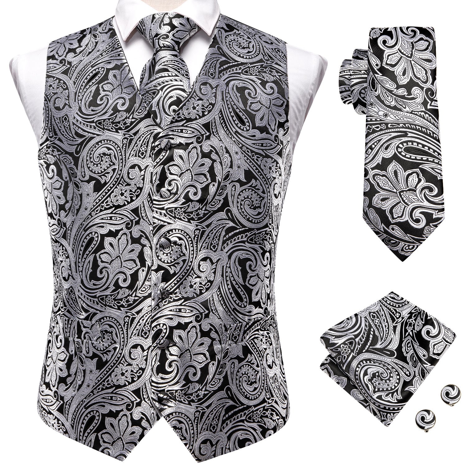 Silk Men's Vests Tie Set