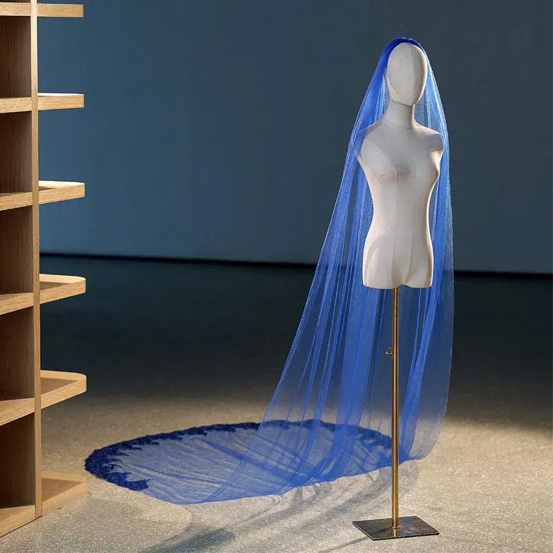3M Long Blue Wedding Veil